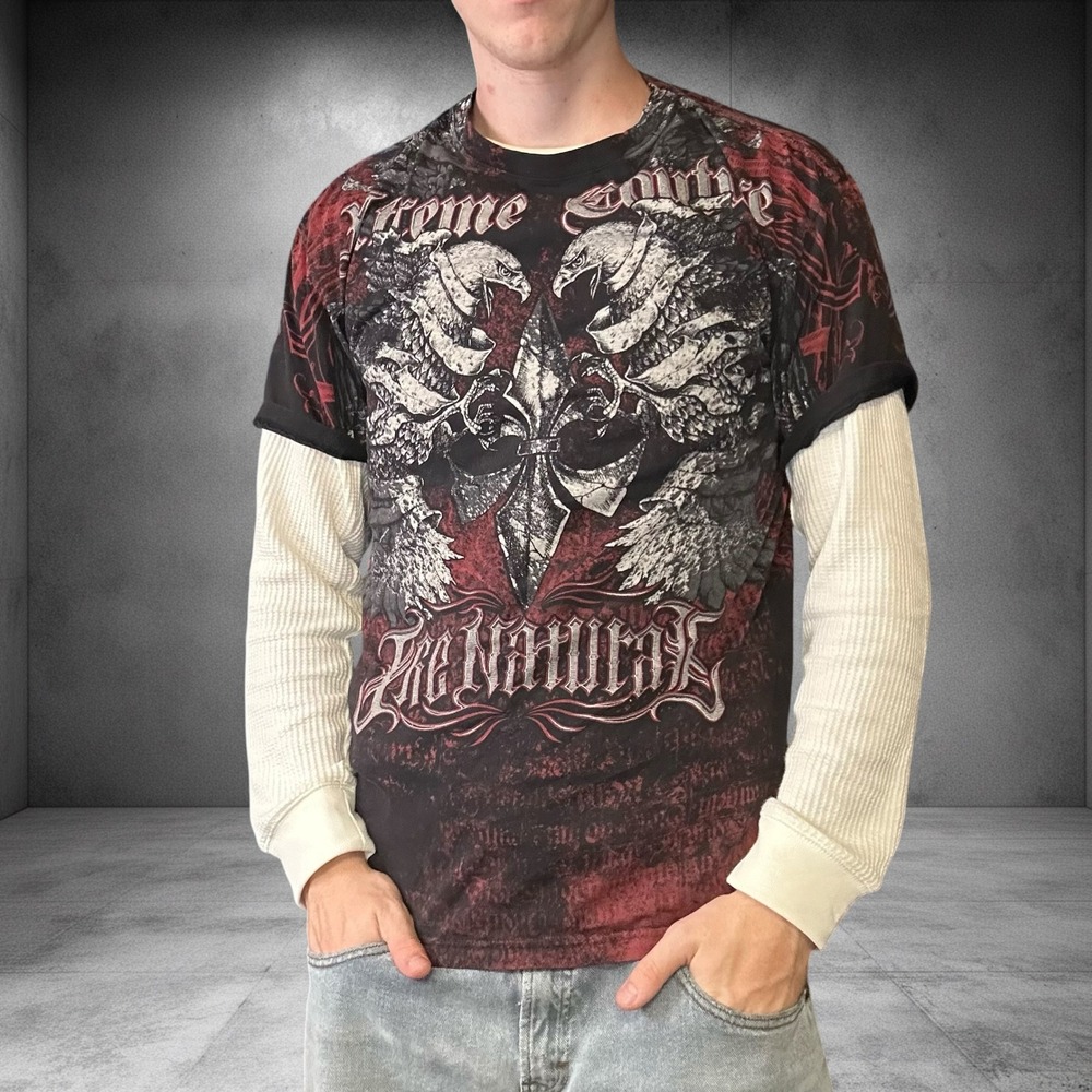 Xtreme Couture Randy Couture The Natural Eagle Graphic T-Shirt Black Red Large